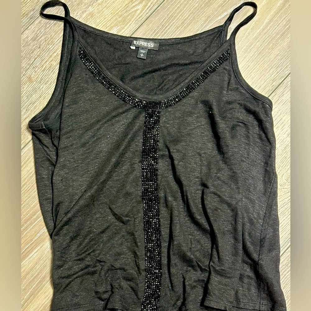 Express black tank with black rhinestone detail